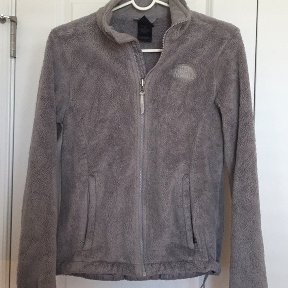 grey fuzzy north face